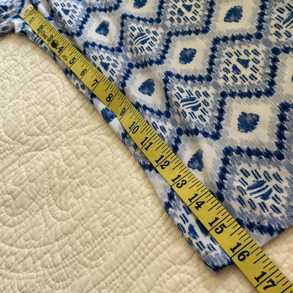 Muk Luks Robe Wrap Belted Swim Cover Women's XL Blue White Geometric Print Soft - Picture 15 of 15